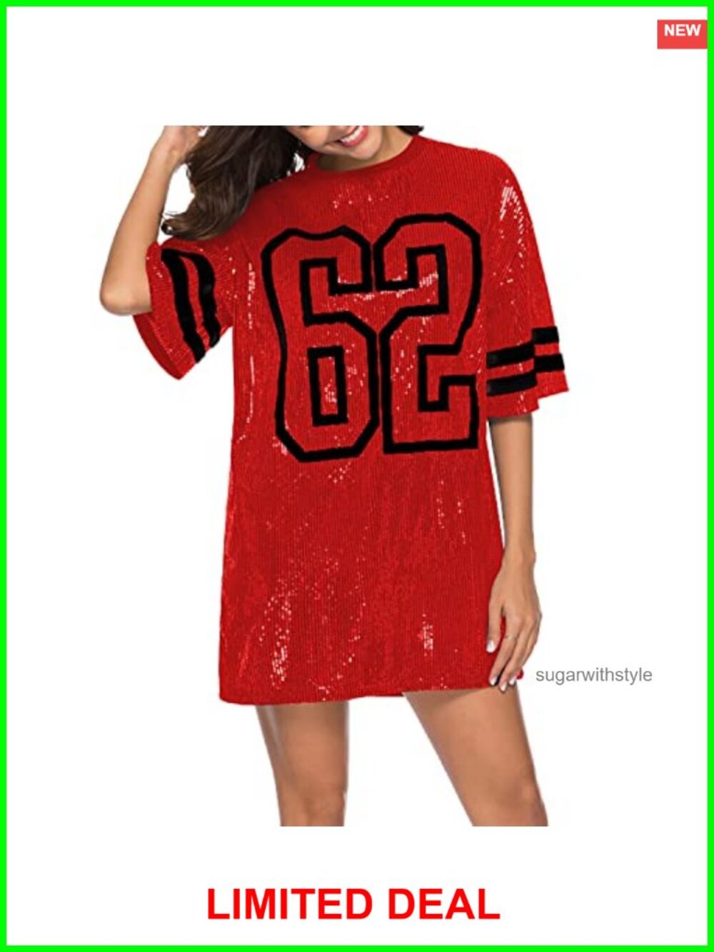 Sequin Short Sleeve T-Shirt Dress Sparkly Letter Print Party Club